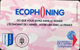 FRANCE   -  ARMEE  - Prepaid  -  ECOPHONING - KFOR - Trident  - Rosé -  Cartes à Usage Militaire