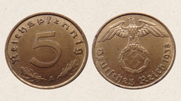 !!! GERMANIA 5 REICHSPFENNIG 1938 A !!! - 5 Reichspfennig