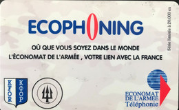FRANCE   -  ARMEE  - Prepaid  -  ECOPHONING - KFOR - Trident  - Rose-saumon Clair -  Cartes à Usage Militaire