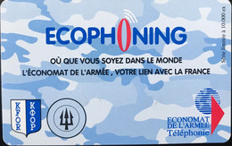 FRANCE   -  ARMEE  - Prepaid  -  ECOPHONING - KFOR - Trident  - Bleu -  Cartes à Usage Militaire