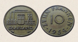 !!! GERMANIA SAARLAND 10 FRANCHI 1954 !!! - 10 Francos