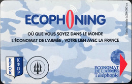FRANCE   -  ARMEE  - Prepaid  -  ECOPHONING - KFOR - Trident  - Bleu -  Cartes à Usage Militaire