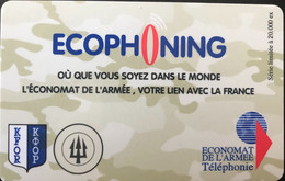 FRANCE   -  ARMEE  - Prepaid  -  ECOPHONING - KFOR - Trident  - Vert-bronze - Military Phonecards
