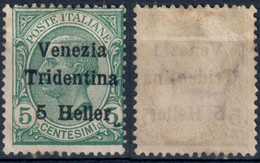 TERRE REDENTE 1918 TRENTINO ALTO ADIGE FRANC. TIPO MICHETTI SOPR. 'VENEZIA TRIDENTINA' H. 5 SU C. 5 - SG (*) SASSONE 28 - Trentino