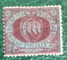 1892/94 - San Marino - Lire  5 Stemma Usato - Used Stamps