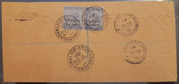 BRITISH INDIA GWALIOR STATE QV 2 X 2 Anna STAMPS FRANKED ON REGISTERED COVER, NICE CANCELLATIONS ON FRONT & BACK, RARE - Gwalior