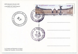 FRANCE - CPM. Affr 0,56E Bordeaux - Obl Congrès Du Parlement 22/6/2009 - Versailles / Le Congrès En Séance - Temporary Postmarks