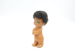 Vintage DOLL : African Black Brown Doll  LYRA - 8cm - Made In Hong Kong - Original - 1960 - Hair - Rubber - Plastic - Action Man