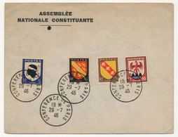 FRANCE - Env. En Tête Assemblée Nationale Constituante - Obl Conférence De Paris 29/7/1946 - Cachets Provisoires