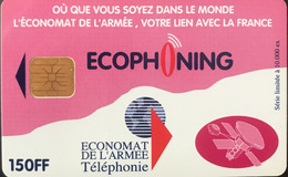 FRANCE  -  ARMEE  -  Phonecard  -  ECOPHONING  -  Satellite  -  Rose  -  150 FF -  Kaarten Voor Militair Gebruik