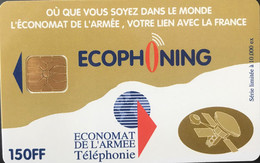 FRANCE  -  ARMEE  -  Phonecard  -  ECOPHONING  -  Satellite  -  Marron Clair  -  150 FF -  Kaarten Voor Militair Gebruik