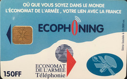 FRANCE  -  ARMEE  -  Phonecard  -  ECOPHONING  -  Satellite  -  Marron Clair  -  150 FF -  Kaarten Voor Militair Gebruik