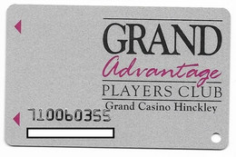 Grand Casino Hinckley, MN, U.S.A., Older Used Slot Or Players Card, # Grandhinckley-3 - Casinokarten