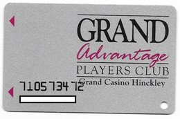 Grand Casino Hinckley, MN, U.S.A., Older Used Slot Or Players Card, # Grandhinckley-4 - Casinokarten