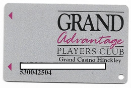 Grand Casino Hinckley, MN, U.S.A., Older Used Slot Or Players Card, # Grandhinckley-5 - Casinokarten