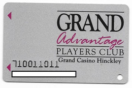 Grand Casino Hinckley, MN, U.S.A., Older Used Slot Or Players Card, # Grandhinckley-6 - Casinokarten