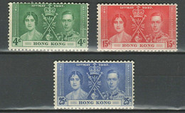 Hong Kong KGVI 1937 ☀ Coronation Set SG137/139 ☀ MLH* - Nuevos