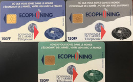 FRANCE  -  ARMEE  -  Phonecard  -  ECOPHONING  -  SALAMANDRE  -  1 Lot, 3 Cartes (3 Couleurs Diff.) - 150 FF -  Kaarten Voor Militair Gebruik