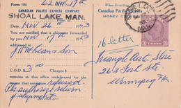CANADA 1953     ENTIER POSTAL/GANZSACHE/POSTAL STATIONERY CARTE DE SHOAL LAKE - 1903-1954 Reyes