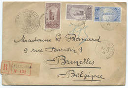 SP ENVELOPPE RECOMMANDEE DU CONSULAT DE BELGIQUE AU MAROC POUR BRUXELLES 1920 / VERSO CACHET DE CIRE ROUGE - Briefe U. Dokumente