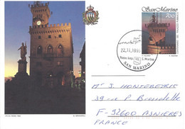 SAINT MARIN Entier Postal Ganzsache Carte Postale 2 CP 1994 700L Oblitérées Différentes Palazzo Pubblico - Interi Postali