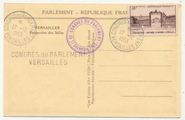 FRANCE - CPSM  Affr 18F Versailles Entrée - Obl Congrès Du Parlement Versailles 17/12/1953 - Perspective Des Salles - Matasellos Provisorios