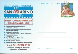 SAINT MARIN Entier Postal Ganzsache Carte Postale CP 1999 800L Neuve San Marino 99 - Interi Postali