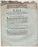 1790  LOI RELATIVE AUX BIENS DES RELIGIONNAIRES FUGITIFS & QUI REGLE LE MODE DE LEUR RESTITUTION / JOINVILLE HAUTE MARNE - Decreti & Leggi