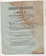 1791  LOI ADDITIONNELLE A CELLE DU TIMBRE QUI EXEMPTE CETTE FORMALITE LES REGISTRES DES TRIBUNAUX, MINUTES DE JUGEMENTS - Decreti & Leggi