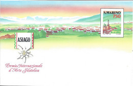 SAINT MARIN Entier Postal Ganzsache Enveloppe 1990 U5 750L Neuve Et Oblitérée Asiago - Entiers Postaux
