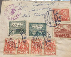 O) 1919 POLAND, PEACE, EAGLE AND FASCES, SYMBOLICAL OF UNITED POLAND, AGRICULTURE, POLISH CAVALRYMAN, MODESTO CALIF CANC - Storia Postale