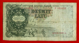 LATVIA LETTLAND 10 LATU 1937 P.29a FISHERMEN 2801 - Latvia