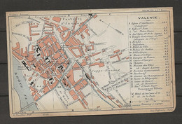 CARTE PLAN 1906 - VALENCE - MAISON Des TETES - POLYGONE ARTILLERIE - HOTELS - FONTAINE MONUMENTALE - Cartes Topographiques