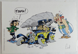 EX LIBRIS Coicault SIGNE Double Hommage A UDERZO ASTERIX ET GASTON FRANQUIN XL Au Verso Un Autre Dessin Est Imprimé - Illustratori A - C