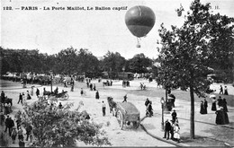 14770 -   Paris - LA PORTE MAILLOT - LE BALLON CAPTIF  -  BELLE  ANIMATION  - Circulée En 1910 - Aeronáutica - Aeropuerto