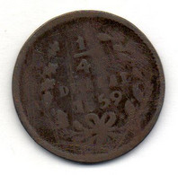 MEXICO, 1/4 Real, Copper, Year 1859, KM #363 - México