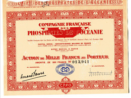 Compagnie Francaise Des PHOSPHATES De L'OCÉANIE; Action De Mille Francs - Asia