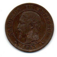 Napoléon III  -  2 Centimes 1853 BB  - état  TTB - 2 Centimes