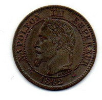 Napoléon III  -  2 Centimes 1862 K  - état  SUP+ - 2 Centimes