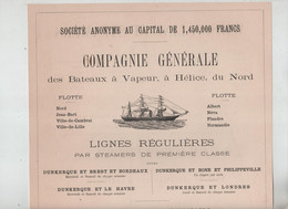 Compagnie Générale Bateaux à Vapeur Hélice Du Nord Lignes Régulières 1880 D'Odiardi Wilson Lines Of Steamers - Boats