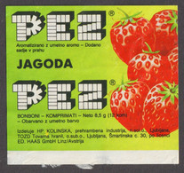 Yugoslavia ( Slovenia ) PEZ Packing Cover Label Strawberry Kolinska Industry / License Product - Pez