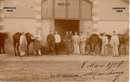 Carte Photo Du 18ème Dragons à Melun En Janvier 1908 - Guerre, Militaire