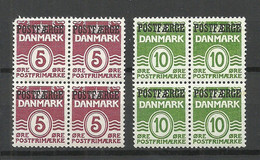 DENMARK Dänemark 1942 & 1953 Postfähre Paketmarken Michel 25 & 35 As 4-blocks MNH - Colis Postaux