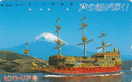 Télécarte JAPON / 221-755 - BATEAU FERRY & MONT FUJI - SHIP & Mountain JAPAN Free Phonecard   1033 - Bateaux