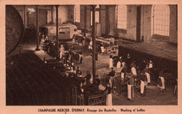 Publicité Champagne Mercier Epernay: Rinçage Des Bouteilles - Carte De L'Exposition Internationale Paris 1937 - Hípica