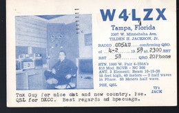 Tempa (USA)  Carte QSL DE RADIO AMATEUR 1958  (PPP32542) - Tampa