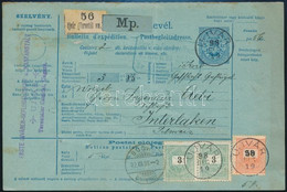 1898 Csomagszállító Svájcba 56kr Bérmentesítéssel "UJVÁR" - Interlaken - Other & Unclassified