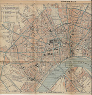 CARTE PLAN 1924 - 22 X 33,5 Cm - BORDEAUX - PRINCIPAUX HOTELS - ÉDIFICES CIVILS Et RELIGIEUX - Cartes Topographiques