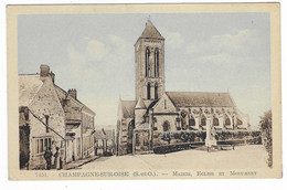 CPA CHAMPAGNE SUR OISE, MAIRIE, EGLISE ET MONUMENT, PETITE ANIMATION, VAL D'OISE 95 - Champagne Sur Oise