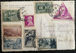 Monaco 1947 Très Belle Carte Postale Vers Melun (1249) - Lettres & Documents